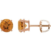 14K Rose 8 mm Natural Citrine Stud Earrings