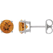 14K White 6 mm Natural Citrine Stud Earrings