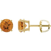 14K Yellow 8 mm Natural Citrine Stud Earrings