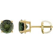 14K Yellow 6 mm Natural Green Tourmaline Stud Earrings