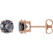 14K Rose 6 mm Natural Gray Spinel Stud Earrings