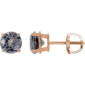 14K Rose 6 mm Natural Gray Spinel Stud Earrings