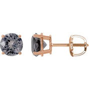 14K Rose 6 mm Natural Gray Spinel Stud Earrings