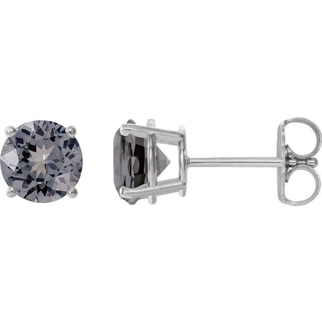 Sterling Silver 6 mm Natural Gray Spinel Stud Earrings - Elegant Jewelry by [Brand Name]