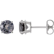 14K White 6 mm Natural Gray Spinel Stud Earrings