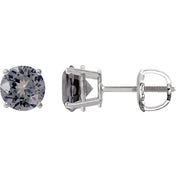 14K White 6 mm Natural Gray Spinel Stud Earrings