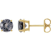 14K Yellow 6 mm Natural Gray Spinel Stud Earrings