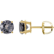 14K Yellow 6 mm Natural Gray Spinel Stud Earrings