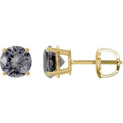 14K Yellow 6 mm Natural Gray Spinel Stud Earrings
