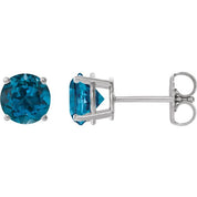 Sterling Silver 7 mm Natural London Blue Topaz Stud Earrings