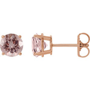 14K Rose 6 mm Natural Pink Morganite Stud Earrings