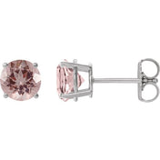 14K White 6 mm Natural Pink Morganite Stud Earrings