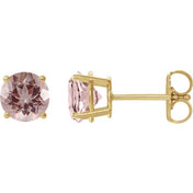 14K Yellow 7 mm Natural Pink Morganite Stud Earrings