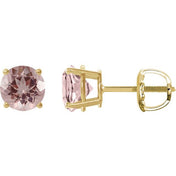 14K Yellow 7 mm Natural Pink Morganite Stud Earrings