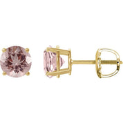 14K Yellow 6 mm Natural Pink Morganite Stud Earrings