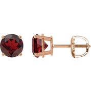 14K Rose 8 mm Natural Mozambique Garnet Stud Earrings