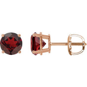 14K Rose 6 mm Natural Mozambique Garnet Stud Earrings