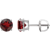 Platinum 7 mm Natural Mozambique Garnet Stud Earrings
