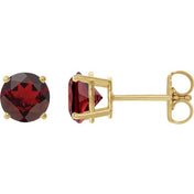 14K Yellow 8 mm Natural Mozambique Garnet Stud Earrings