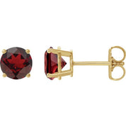14K Yellow 8 mm Natural Mozambique Garnet Stud Earrings