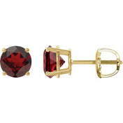 14K Yellow 6 mm Natural Mozambique Garnet Stud Earrings
