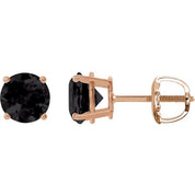 14K Rose 8 mm Natural Black Onyx Stud Earrings