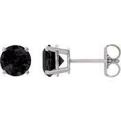Platinum 6 mm Natural Black Onyx Stud Earrings