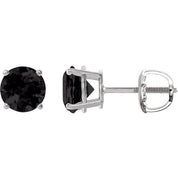 Sterling Silver 7 mm Natural Black Onyx Stud Earrings