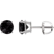 14K White 6 mm Natural Black Onyx Stud Earrings