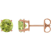 14K Rose 6 mm Natural Peridot Stud Earrings