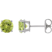 Sterling Silver 8 mm Natural Peridot Stud Earrings