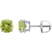 Platinum 8 mm Natural Peridot Stud Earrings