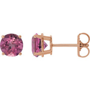 14K Rose 6 mm Natural Pink Tourmaline Stud Earrings