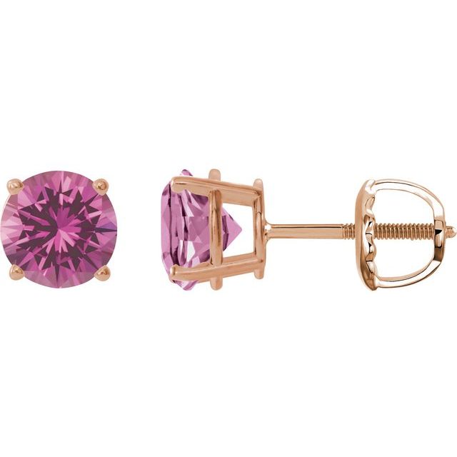 14K Rose 8 mm Lab-Grown Pink Sapphire Stud Earrings