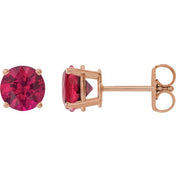 14K Rose 6 mm Lab-Grown Ruby Stud Earrings