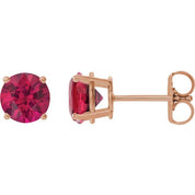 14K Rose 6 mm Lab-Grown Ruby Stud Earrings