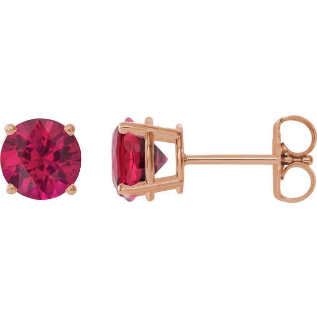 14K Rose 6 mm Lab-Grown Ruby Stud Earrings