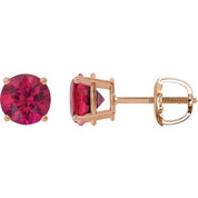 14K Rose 8 mm Lab-Grown Ruby Stud Earrings