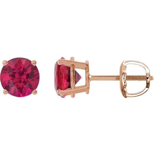 14K Rose 8 mm Lab-Grown Ruby Stud Earrings