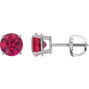 Sterling Silver 7 mm Lab-Grown Ruby Stud Earrings