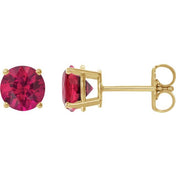 14K Yellow 8 mm Lab-Grown Ruby Stud Earrings