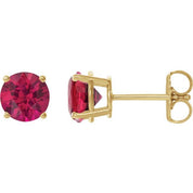 14K Yellow 8 mm Lab-Grown Ruby Stud Earrings