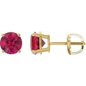 14K Yellow 8 mm Lab-Grown Ruby Stud Earrings