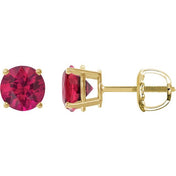 14K Yellow 7 mm Lab-Grown Ruby Stud Earrings