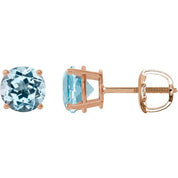 14K Rose 8 mm Natural Sky Blue Topaz Stud Earrings