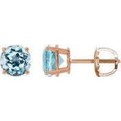 14K Rose 7 mm Natural Sky Blue Topaz Stud Earrings