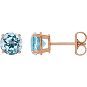 14K Rose 6 mm Natural Sky Blue Topaz Stud Earrings