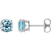 14K White 6 mm Natural Sky Blue Topaz Stud Earrings