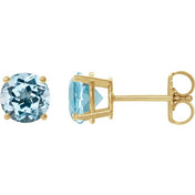 14K Yellow 6 mm Natural Sky Blue Topaz Stud Earrings