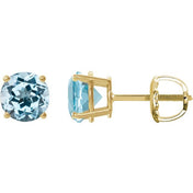 14K Yellow 8 mm Natural Sky Blue Topaz Stud Earrings
